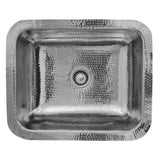 Nantucket Sinks - 17.5 Inch Hammered Stainless Steel Rectangle Bar Sink - Glazed Stainless Steel