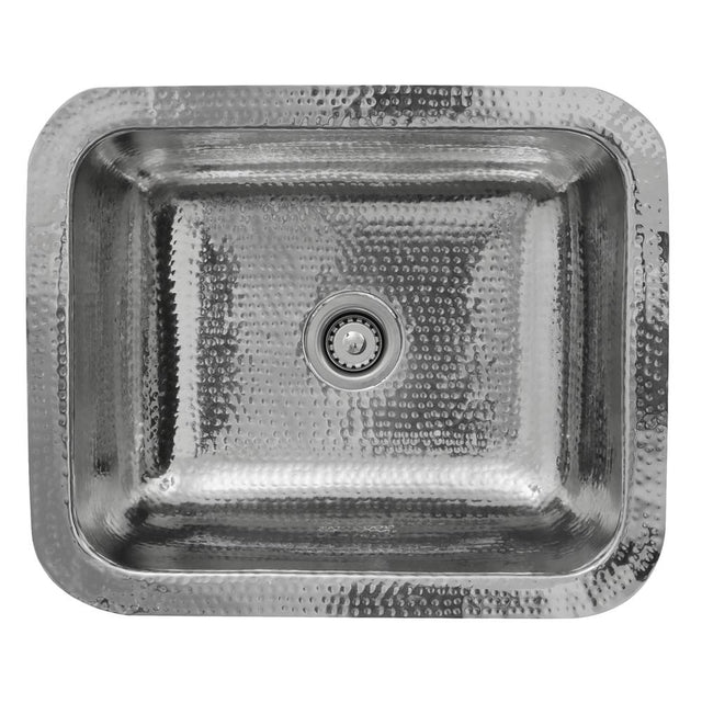 Nantucket Sinks - 17.5 Inch Hammered Stainless Steel Rectangle Bar Sink - Glazed Stainless Steel
