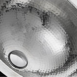 16.875 Inch Hand Hammered Stainless Steel Round Undermount Bathroom Sink With Overflow