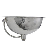 16.875 Inch Hand Hammered Stainless Steel Round Undermount Bathroom Sink With Overflow
