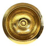 Nantucket Sinks - 13 Inch Hand Hammered Brass Round Undermount Bar Room Sink - Glazed Polished
