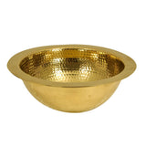 13 Inch Hand Hammered Brass Round Undermount Bar Room Sink