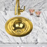13 Inch Hand Hammered Brass Round Undermount Bar Room Sink