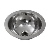 13 Inch Hand Hammered Stainless Steel Round Undermount Bathroom Sink With Overflow
