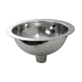 13 Inch Hand Hammered Stainless Steel Round Undermount Bathroom Sink With Overflow