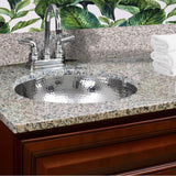 13 Inch Hand Hammered Stainless Steel Round Undermount Bathroom Sink With Overflow