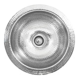 Nantucket Sinks - 13 Inch Hand Hammered Stainless Steel Round Bar Sink - Glazed Stainless Steel