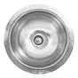 Nantucket Sinks - 13 Inch Hand Hammered Stainless Steel Round Bar Sink - Glazed Stainless Steel