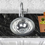 13 Inch Hand Hammered Stainless Steel Round Bar Sink