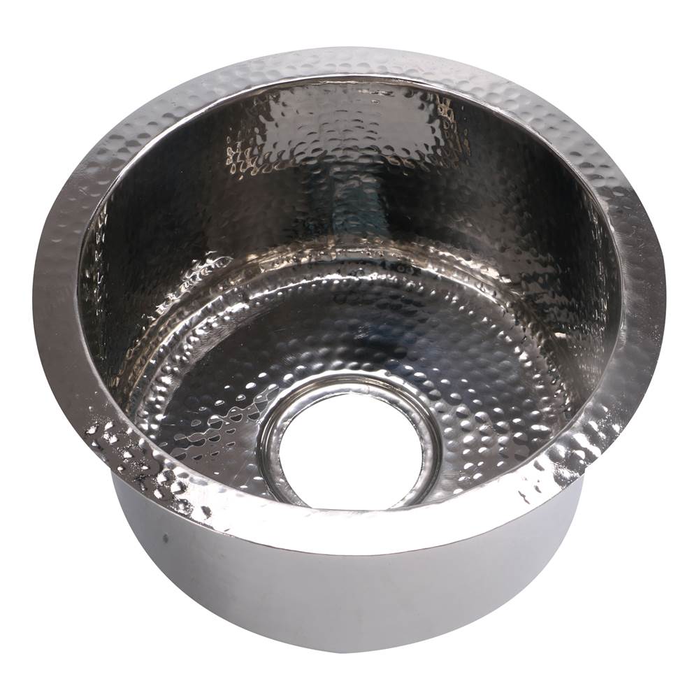 Nantucket Sinks - Rs15-Ss 15-Inch Hand Hammered Round Stainless Steel Bar Sink - Polished