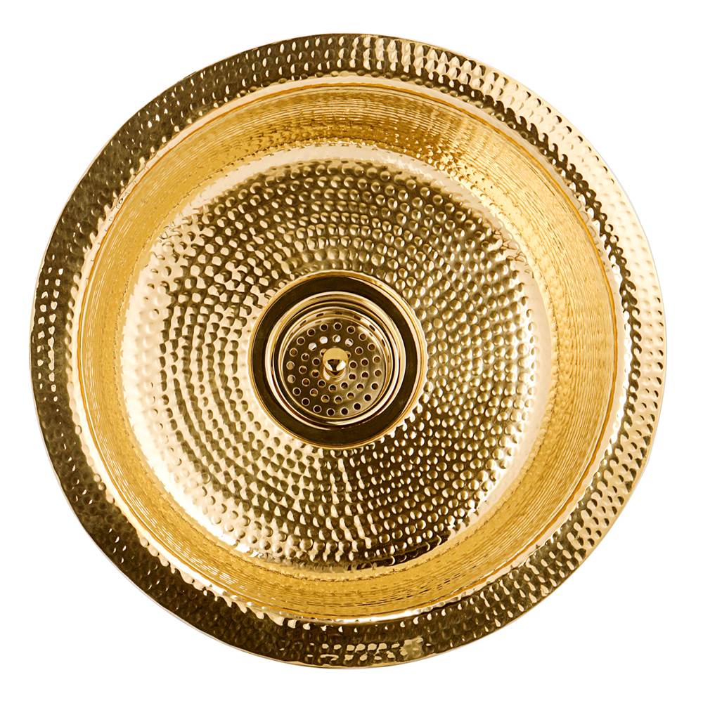 15-Inch Hand Hammered Round Brass Bar Sink