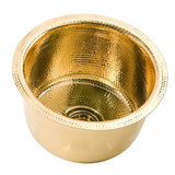 15-Inch Hand Hammered Round Brass Bar Sink