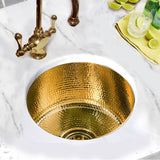 15-Inch Hand Hammered Round Brass Bar Sink