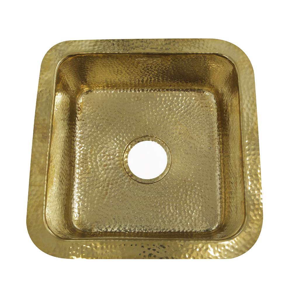 Nantucket Sinks - 16.625 Inch Hammered Brass Square Undermount Bar Sink - Brass