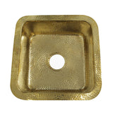 Nantucket Sinks - 16.625 Inch Hammered Brass Square Undermount Bar Sink - Brass