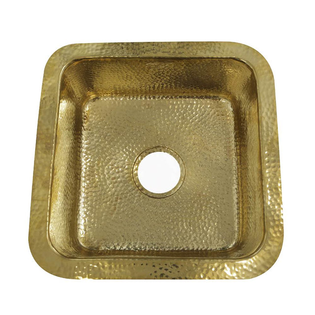 Nantucket Sinks - 16.625 Inch Hammered Brass Square Undermount Bar Sink - Brass
