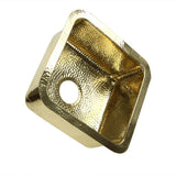 16.625 Inch Hammered Brass Square Undermount Bar Sink