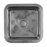 Nantucket Sinks - 16.5 Inch Square Hammered Stainless Bar Sink - Glazed Stainless Steel