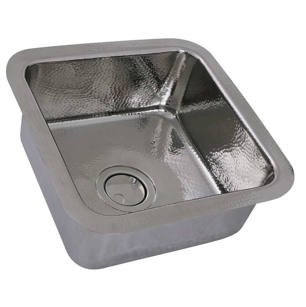16.5 Inch Square Hammered Stainless Bar Sink
