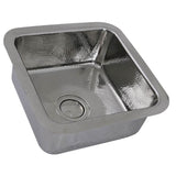 16.5 Inch Square Hammered Stainless Bar Sink