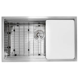 30 Inch Pro Series Prep-Station Single Bowl Undermount Stainless Steel Kitchen Sink with Included Accessories