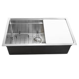 30 Inch Pro Series Prep-Station Single Bowl Undermount Stainless Steel Kitchen Sink with Included Accessories