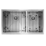 Offset Double Bowl Prep Station Small Radius Undermount Stainless Sink with Accessories
