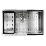 Nantucket Sinks - 32 Inch Professional Prep Station Small Radius Undermount Stainless Kitchen Sink with Accessories - satin