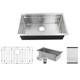 32 Inch Professional Prep Station Small Radius Undermount Stainless Kitchen Sink with Accessories