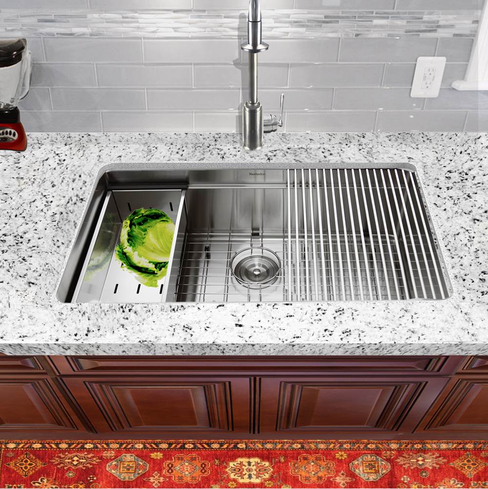 32 Inch Professional Prep Station Small Radius Undermount Stainless Kitchen Sink with Accessories