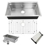 Nantucket Sinks - 16 Gauge 304 Stainless Small Radius Rectangle Undermount Sink With Specially Designed Ledges. Includes Bottom Grid, Colander and RUM center drain - Brushed Satin