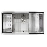 16 Gauge 304 Stainless Small Radius Rectangle Undermount Sink With Specially Designed Ledges. Includes Bottom Grid, Colander and RUM center drain