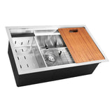 16 Gauge 304 Stainless Small Radius Rectangle Undermount Sink With drain grid colander and cutting board