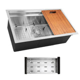 16 Gauge 304 Stainless Small Radius Rectangle Undermount Sink With drain grid colander and cutting board