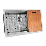 16 Gauge 304 Stainless Small Radius Rectangle Undermount Sink With drain grid colander and cutting board