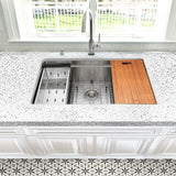 16 Gauge 304 Stainless Small Radius Rectangle Undermount Sink With drain grid colander and cutting board