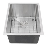 Nantucket Sinks - 15 Inch Pro Series Rectangle Undermount Small Radius Stainless Steel Bar/Prep Sink - satin