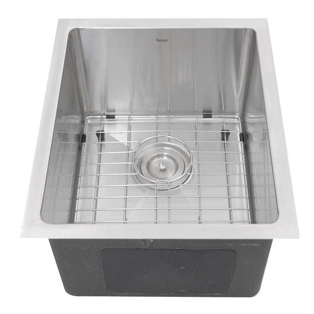 Nantucket Sinks - 15 Inch Pro Series Rectangle Undermount Small Radius Stainless Steel Bar/Prep Sink - satin