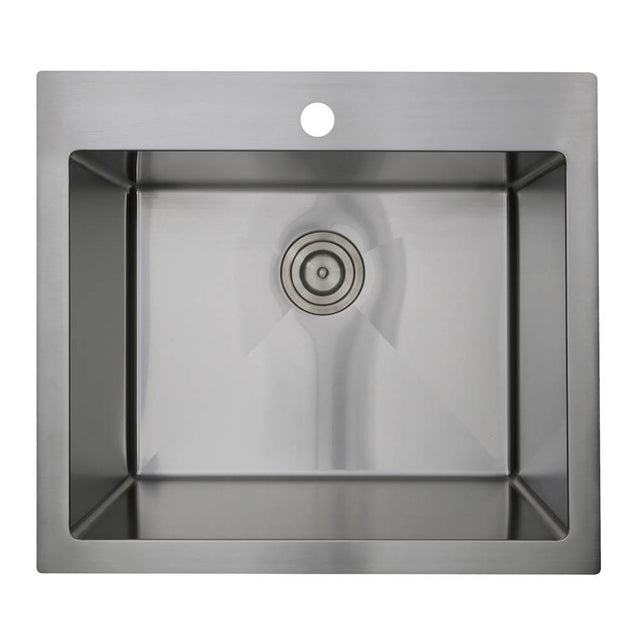 Nantucket Sinks - 25'' Pro Series Rectangle Single Bowl Dualmount Small Radius Corners Stainless Steel Kitchen Sink - satin