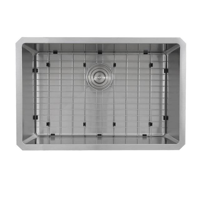 Nantucket Sinks - SR2818 - Pro Series Rectangle Single Bowl Undermount Small Radius Corners Stainless Steel Kitchen Sink, 16 Gauge - satin