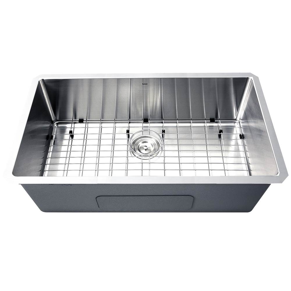 Nantucket Sinks - 32 Inch Pro Series Large Rectangle Single Bowl Undermount Small Radius Corners Stainless Steel Kitchen Sink - satin