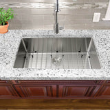 32 Inch Pro Series Large Rectangle Single Bowl Undermount Small Radius Corners Stainless Steel Kitchen Sink
