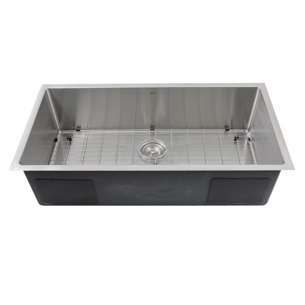 36 Inch Pro Series Oversized Large Rectangle Single Bowl Undermount Small Radius Corners Stainless Steel Kitchen Sink.