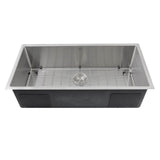 36 Inch Pro Series Oversized Large Rectangle Single Bowl Undermount Small Radius Corners Stainless Steel Kitchen Sink.