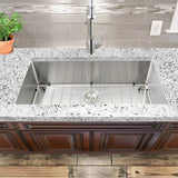 36 Inch Pro Series Oversized Large Rectangle Single Bowl Undermount Small Radius Corners Stainless Steel Kitchen Sink.