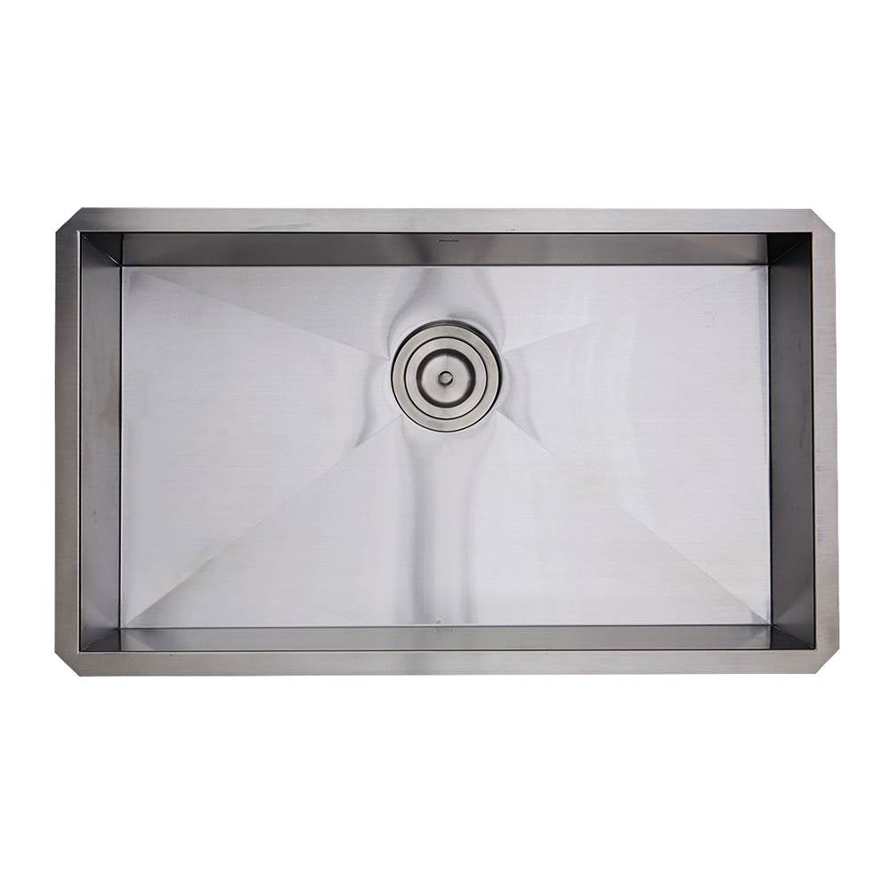 Nantucket Sinks - 30-inch Single Bowl Zero Radius ADA Stainless Steel Kitchen Sink - satin
