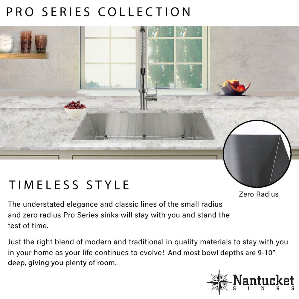 30-inch Single Bowl Zero Radius ADA Stainless Steel Kitchen Sink