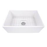 27 Inch Farmhouse Fireclay Sink with Drain and Grid