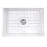 27 Inch Farmhouse Fireclay Sink with Drain and Grid
