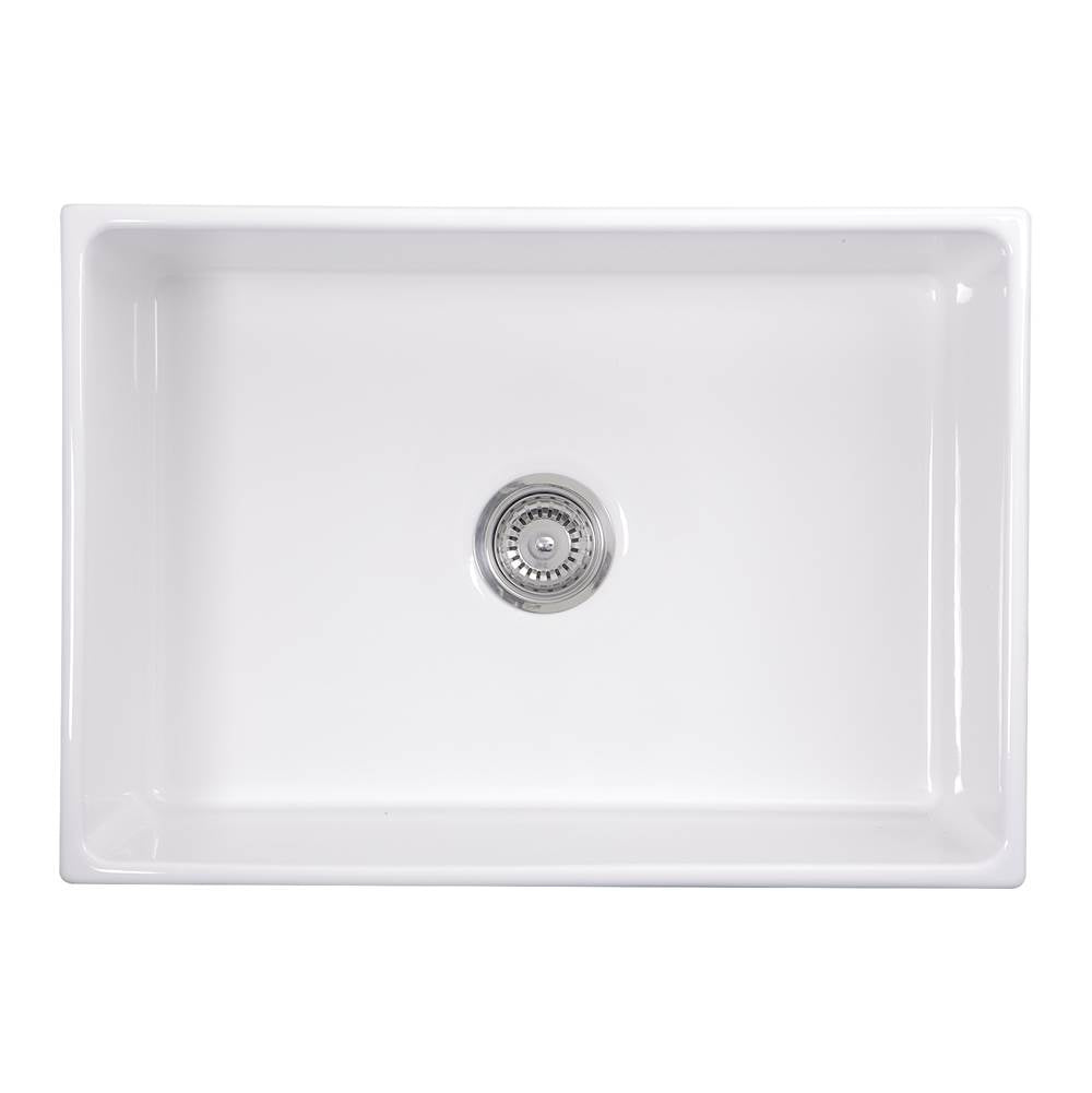 27 Inch Farmhouse Fireclay Sink with Drain and Grid